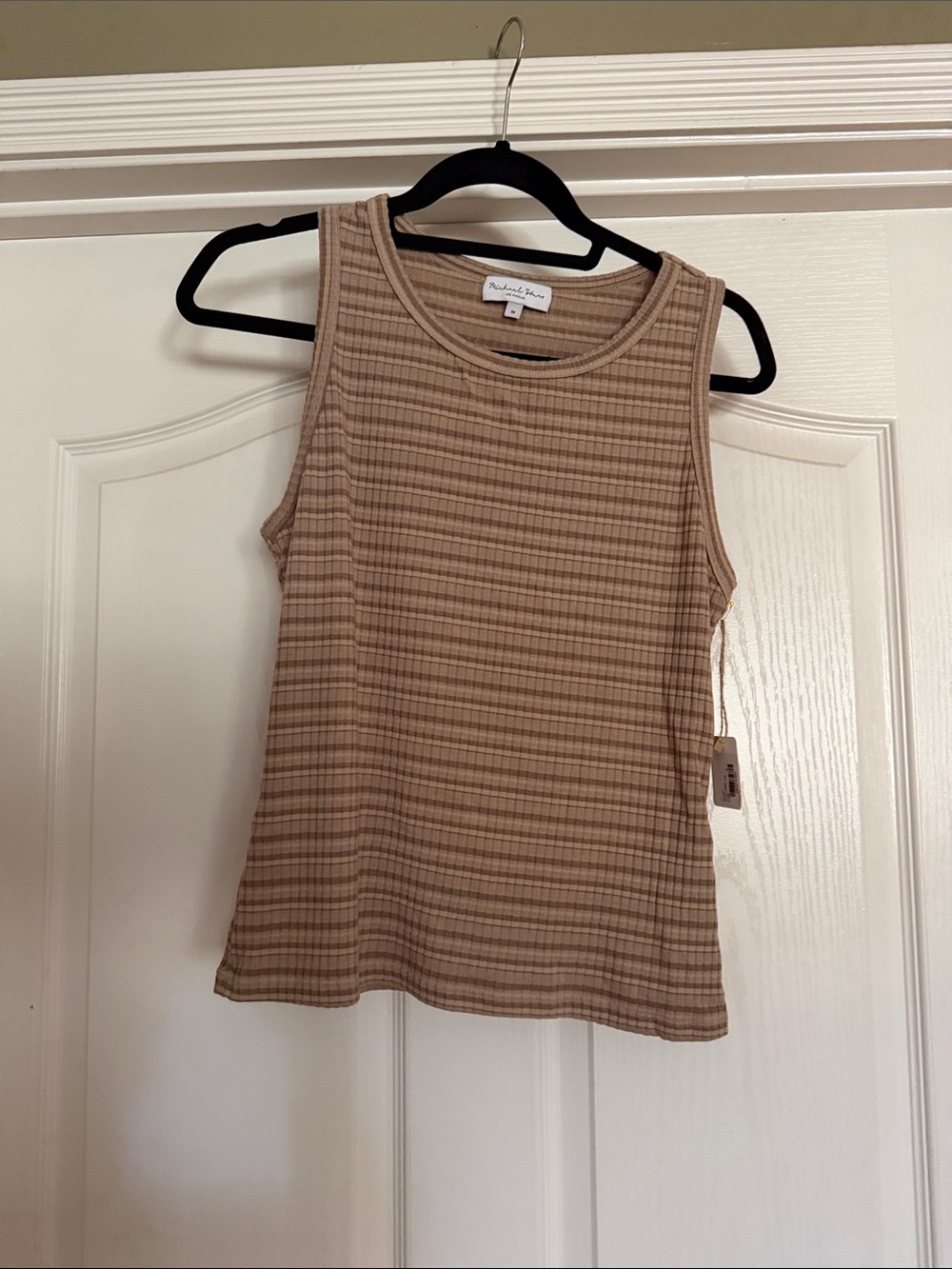 Michael Stars Sleeveless Ribbed Tank Top in Light Brown NEW with tags